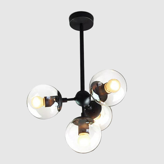 Modern Ball Shaped Hanging Light Clear Glass 5 Heads Living Room Chandelier in Black Clearhalo 'Ceiling Lights' 'Chandeliers' 'Modern Chandeliers' 'Modern' Lighting' 2266213