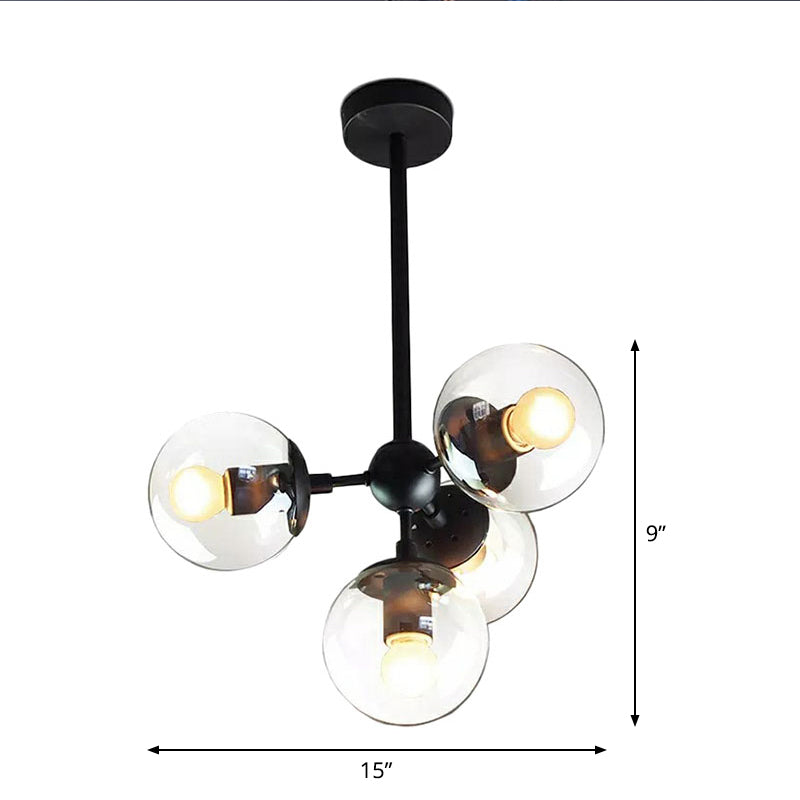 Modern Ball Shaped Hanging Light Clear Glass 5 Heads Living Room Chandelier in Black Clearhalo 'Ceiling Lights' 'Chandeliers' 'Modern Chandeliers' 'Modern' Lighting' 2266214