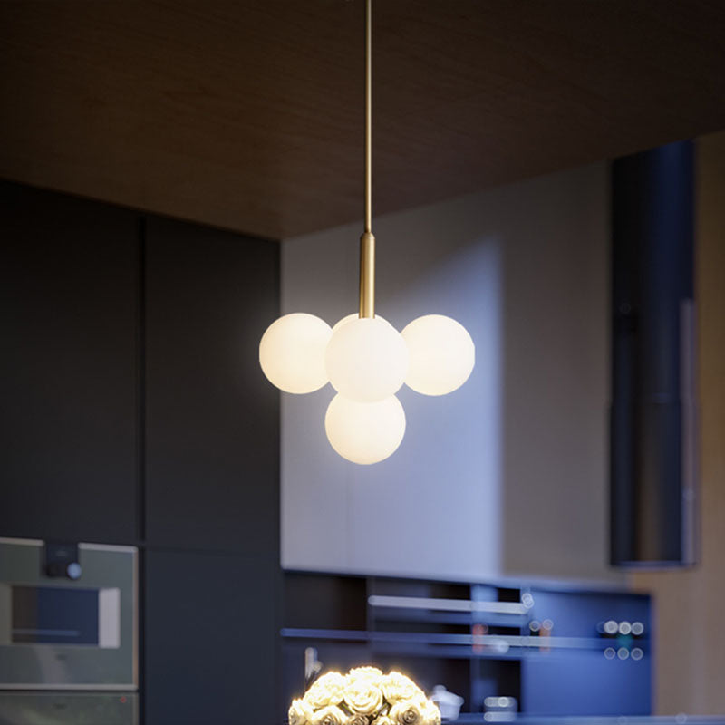 Milk Glass Modo Pendant Chandelier Simplicity 5-Light Gold Pendulum Light for Restaurant 5 Gold Clearhalo 'Ceiling Lights' 'Chandeliers' 'Modern Chandeliers' 'Modern' Lighting' 2266226