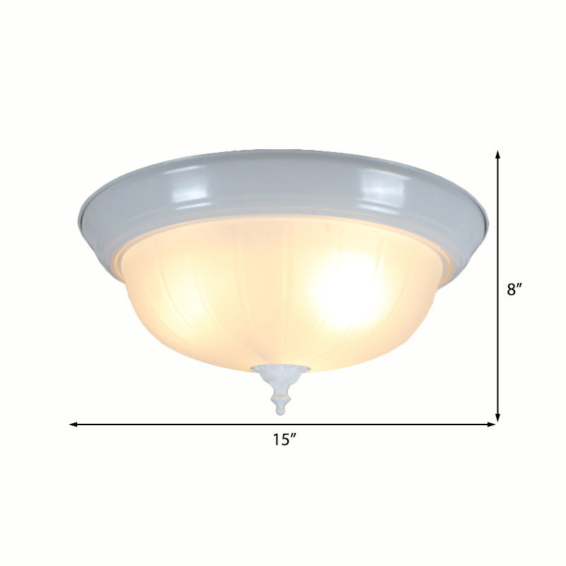 3 Lights Bowl Flush Light Fixture Traditional White Glass Ceiling Mount for Living Room, 13"/15"/19" Wide Clearhalo 'Ceiling Lights' 'Close To Ceiling Lights' 'Close to ceiling' 'Flush mount' Lighting' 226623