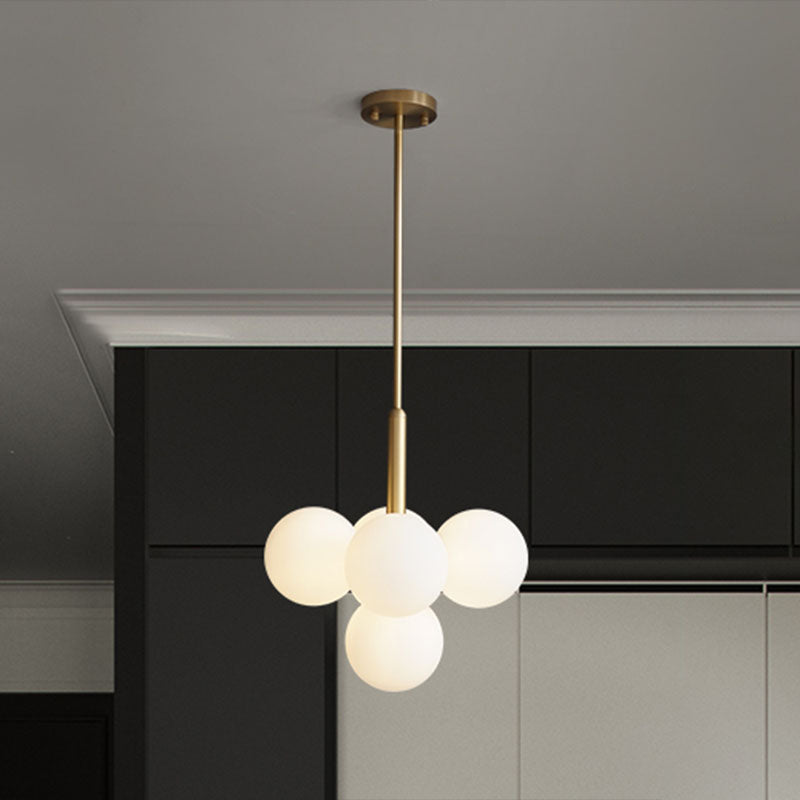 Milk Glass Modo Pendant Chandelier Simplicity 5-Light Gold Pendulum Light for Restaurant Clearhalo 'Ceiling Lights' 'Chandeliers' 'Modern Chandeliers' 'Modern' Lighting' 2266230