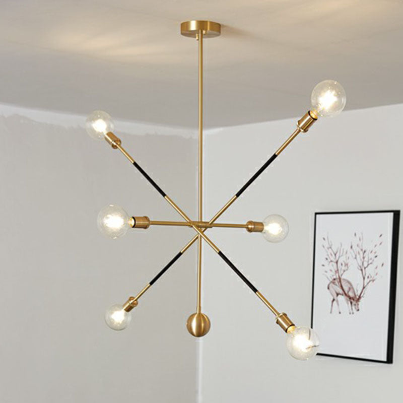 Black and Gold Burst Chandelier Minimalism 6 Lights Metal Pendant Lamp with Adjustable Design Gold Clearhalo 'Ceiling Lights' 'Chandeliers' 'Modern Chandeliers' 'Modern' Lighting' 2266236