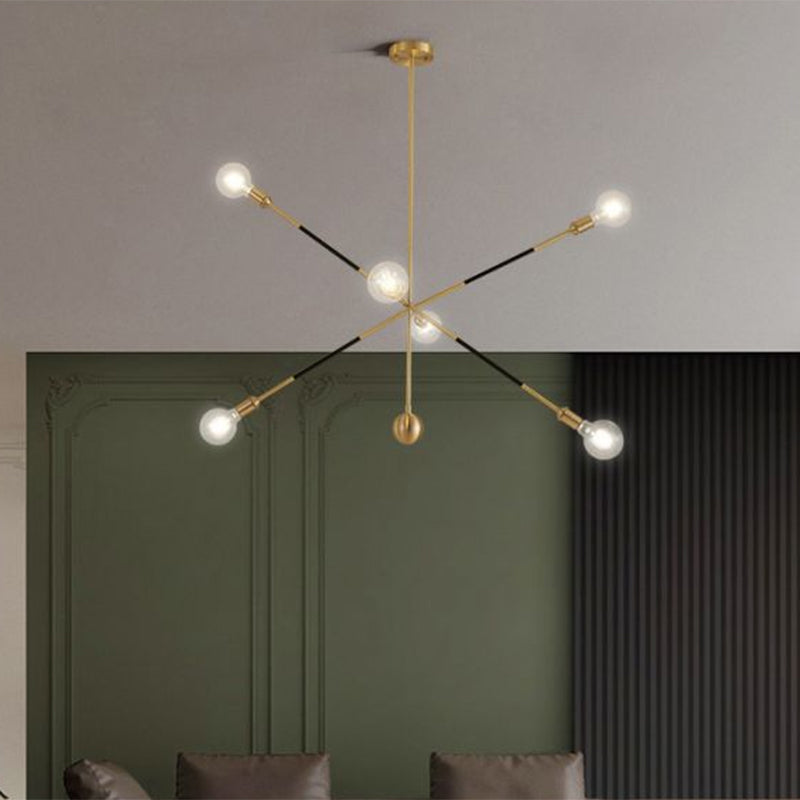 Black and Gold Burst Chandelier Minimalism 6 Lights Metal Pendant Lamp with Adjustable Design Clearhalo 'Ceiling Lights' 'Chandeliers' 'Modern Chandeliers' 'Modern' Lighting' 2266238