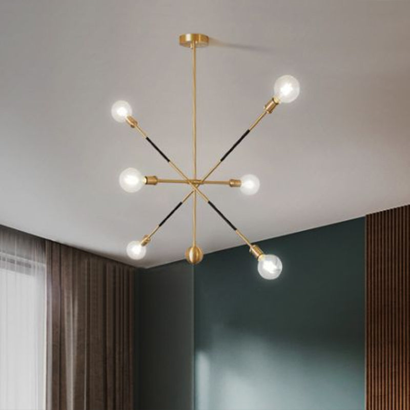 Black and Gold Burst Chandelier Minimalism 6 Lights Metal Pendant Lamp with Adjustable Design Clearhalo 'Ceiling Lights' 'Chandeliers' 'Modern Chandeliers' 'Modern' Lighting' 2266239
