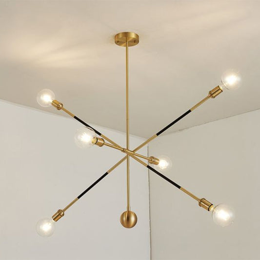Black and Gold Burst Chandelier Minimalism 6 Lights Metal Pendant Lamp with Adjustable Design Clearhalo 'Ceiling Lights' 'Chandeliers' 'Modern Chandeliers' 'Modern' Lighting' 2266240