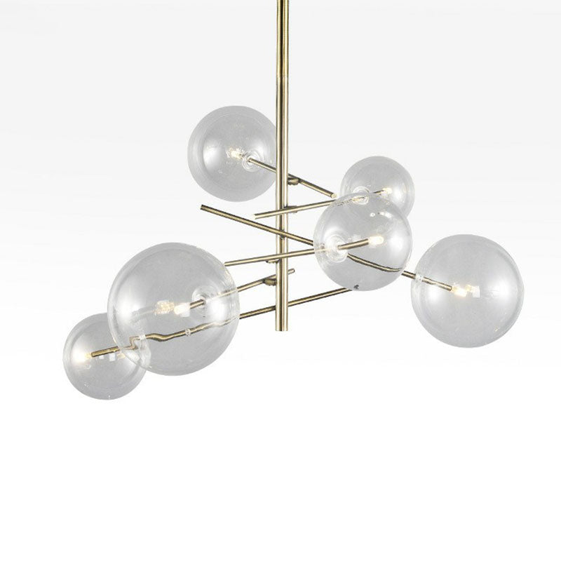 Bubbles Clear Glass Chandelier Nordic 6 Heads Gold Finish Hanging Light for Dining Room Clearhalo 'Ceiling Lights' 'Chandeliers' 'Modern Chandeliers' 'Modern' Lighting' 2266242