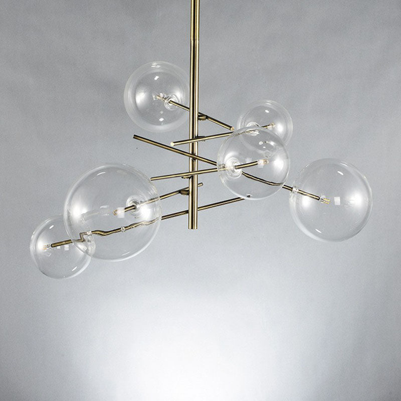 Bubbles Clear Glass Chandelier Nordic 6 Heads Gold Finish Hanging Light for Dining Room Clearhalo 'Ceiling Lights' 'Chandeliers' 'Modern Chandeliers' 'Modern' Lighting' 2266243
