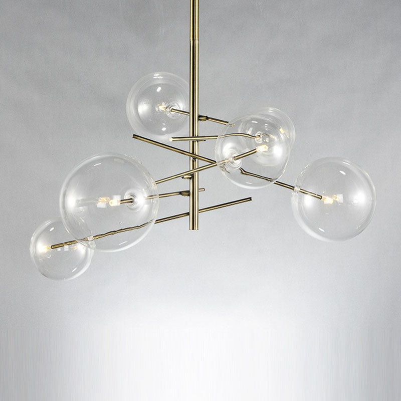 Bubbles Clear Glass Chandelier Nordic 6 Heads Gold Finish Hanging Light for Dining Room Clearhalo 'Ceiling Lights' 'Chandeliers' 'Modern Chandeliers' 'Modern' Lighting' 2266244