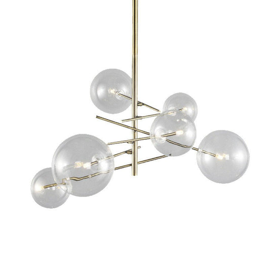 Bubbles Clear Glass Chandelier Nordic 6 Heads Gold Finish Hanging Light for Dining Room Clearhalo 'Ceiling Lights' 'Chandeliers' 'Modern Chandeliers' 'Modern' Lighting' 2266245