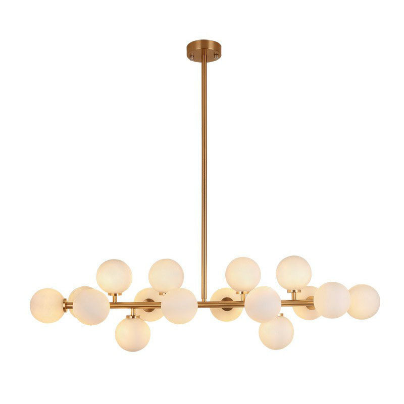 Balls Chandelier Postmodern White Glass 16 Lights Gold Pendant Light for Dining Room Clearhalo 'Ceiling Lights' 'Chandeliers' 'Modern Chandeliers' 'Modern' Lighting' 2266249