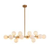 Balls Chandelier Postmodern White Glass 16 Lights Gold Pendant Light for Dining Room Clearhalo 'Ceiling Lights' 'Chandeliers' 'Modern Chandeliers' 'Modern' Lighting' 2266249