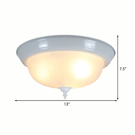 3 Lights Bowl Flush Light Fixture Traditional White Glass Ceiling Mount for Living Room, 13"/15"/19" Wide Clearhalo 'Ceiling Lights' 'Close To Ceiling Lights' 'Close to ceiling' 'Flush mount' Lighting' 226626