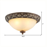 Brown 3 Lights Ceiling Mount Traditional Frosted Glass Bowl Flush Light Fixture for Bedroom, 10"/14.5"/18.5" Wide Clearhalo 'Ceiling Lights' 'Close To Ceiling Lights' 'Close to ceiling' 'Flush mount' Lighting' 226647