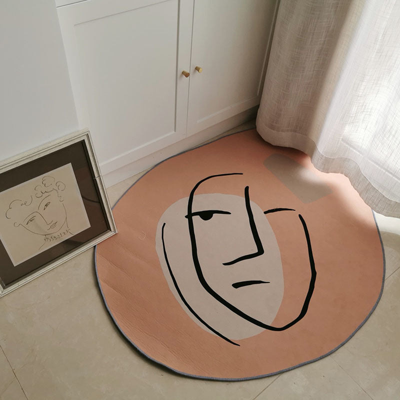 Art Deco Simplicity Rug Multi-Color Human Face Drawing Carpet Washable Anti-Slip Stain Resistant Rug for Room Clearhalo 'Area Rug' 'Rug' 2266558