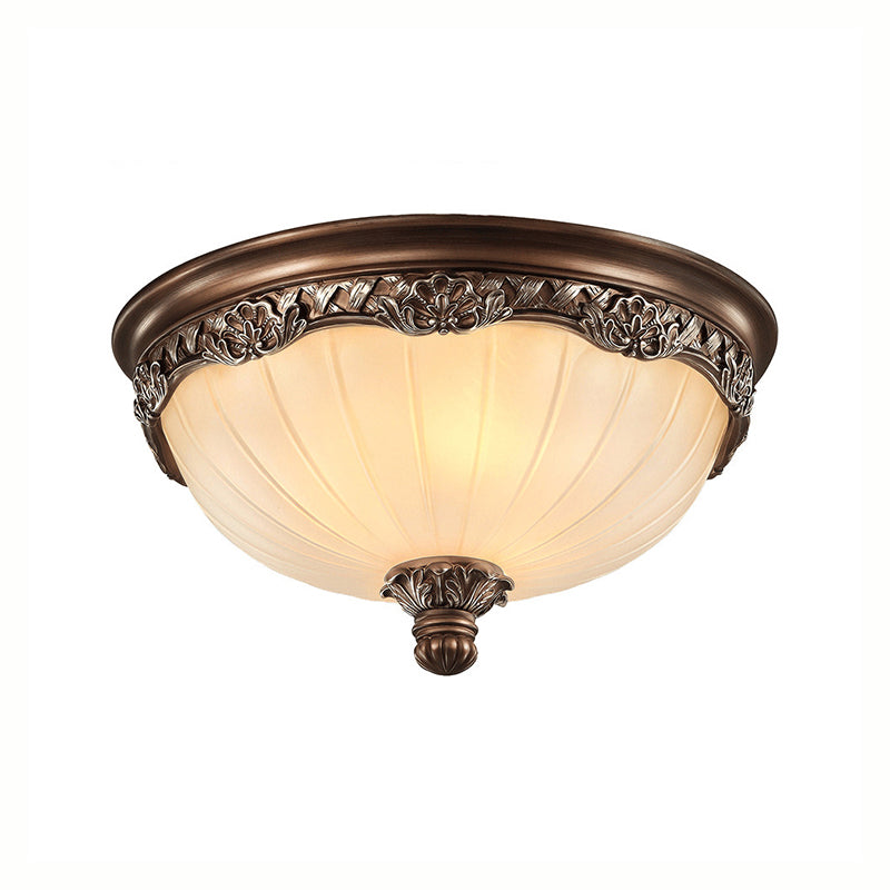 3 Lights Bedroom Ceiling Mounted Fixture Classic Black Flush Light with Bowl Frosted Glass Shade, 14"/18" Wide Clearhalo 'Ceiling Lights' 'Close To Ceiling Lights' 'Close to ceiling' 'Flush mount' Lighting' 226658