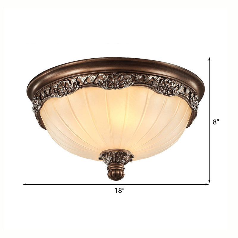 3 Lights Bedroom Ceiling Mounted Fixture Classic Black Flush Light with Bowl Frosted Glass Shade, 14"/18" Wide Clearhalo 'Ceiling Lights' 'Close To Ceiling Lights' 'Close to ceiling' 'Flush mount' Lighting' 226659