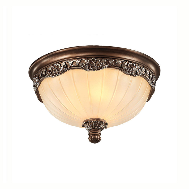 3 Lights Bedroom Ceiling Mounted Fixture Classic Black Flush Light with Bowl Frosted Glass Shade, 14"/18" Wide Clearhalo 'Ceiling Lights' 'Close To Ceiling Lights' 'Close to ceiling' 'Flush mount' Lighting' 226662