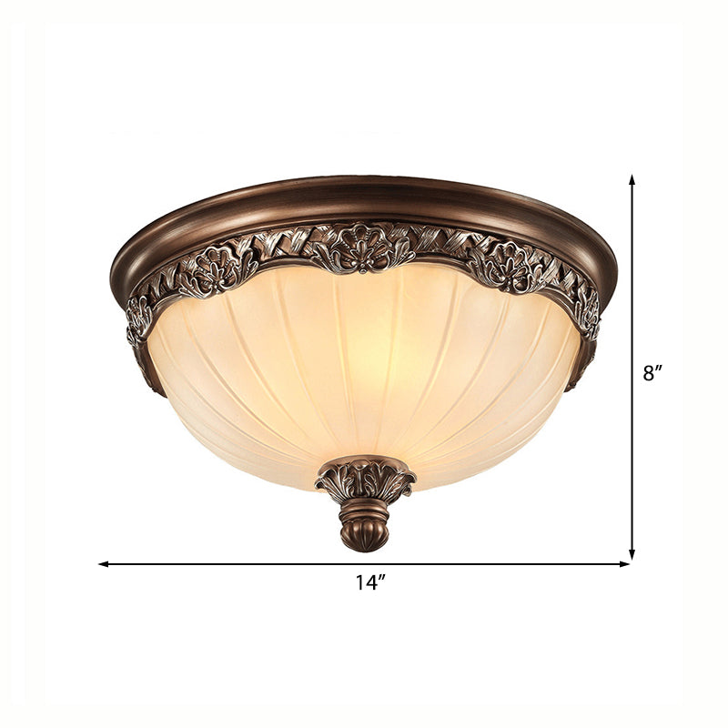 3 Lights Bedroom Ceiling Mounted Fixture Classic Black Flush Light with Bowl Frosted Glass Shade, 14"/18" Wide Clearhalo 'Ceiling Lights' 'Close To Ceiling Lights' 'Close to ceiling' 'Flush mount' Lighting' 226663