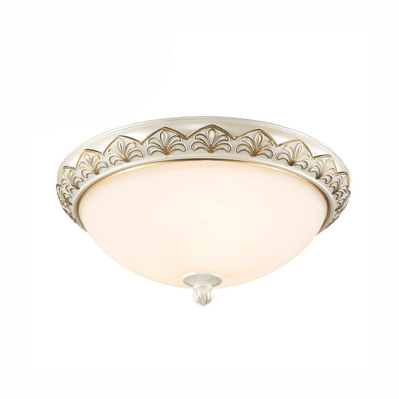 3 Lights Bowl Flush Mount Lamp Traditional White Glass Ceiling Mounted Fixture for Bedroom Clearhalo 'Ceiling Lights' 'Close To Ceiling Lights' 'Close to ceiling' 'Flush mount' Lighting' 226679