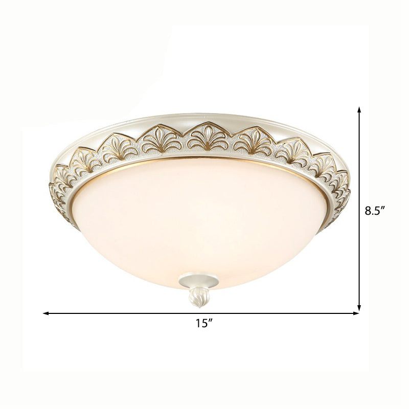 3 Lights Bowl Flush Mount Lamp Traditional White Glass Ceiling Mounted Fixture for Bedroom Clearhalo 'Ceiling Lights' 'Close To Ceiling Lights' 'Close to ceiling' 'Flush mount' Lighting' 226680