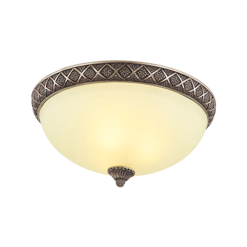 Bowl Frosted Glass Flush Mount Lamp Classic 5 Lights Living Room Ceiling Lighting in Brown Clearhalo 'Ceiling Lights' 'Close To Ceiling Lights' 'Close to ceiling' 'Flush mount' Lighting' 226692