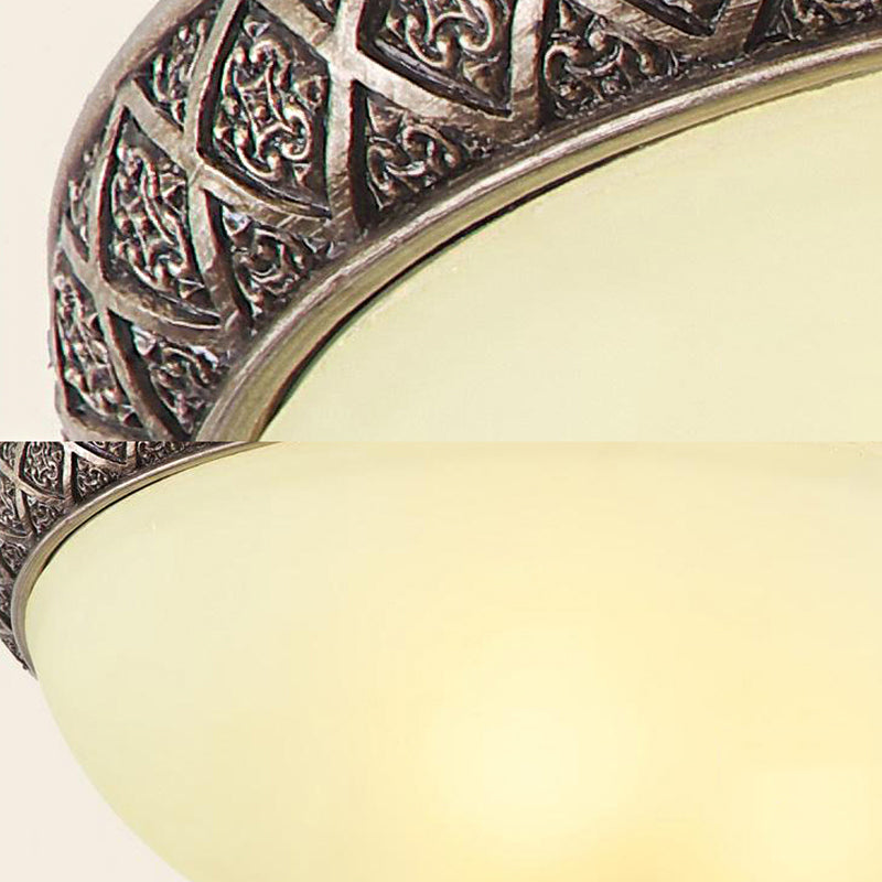 Bowl Frosted Glass Flush Mount Lamp Classic 5 Lights Living Room Ceiling Lighting in Brown Clearhalo 'Ceiling Lights' 'Close To Ceiling Lights' 'Close to ceiling' 'Flush mount' Lighting' 226694