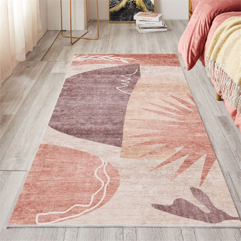 Nordic Bedroom Area Rug Multicolor Botanic Color Block Print Carpet Polyester Washable Anti-Slip Pet Friendly Rug Brown Clearhalo 'Area Rug' 'Rug' 2266949