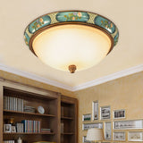 3 Lights Flushmount Lighting Traditional Bowl Shaped Frosted Glass Ceiling Light in Bronze for Corridor, 15"/19" Wide Bronze Clearhalo 'Ceiling Lights' 'Close To Ceiling Lights' 'Close to ceiling' 'Flush mount' Lighting' 226695