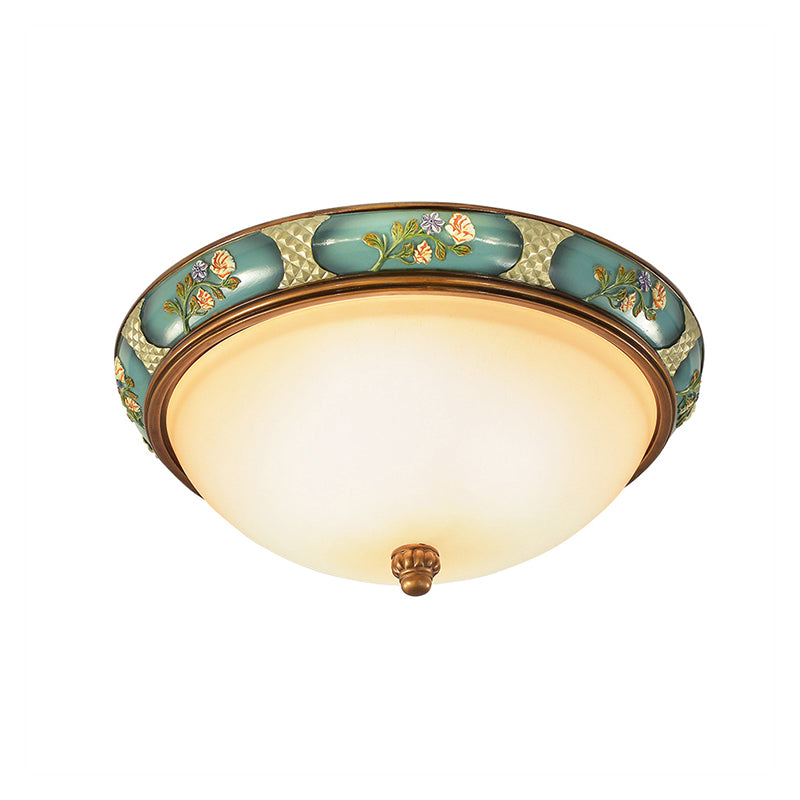 3 Lights Flushmount Lighting Traditional Bowl Shaped Frosted Glass Ceiling Light in Bronze for Corridor, 15"/19" Wide Clearhalo 'Ceiling Lights' 'Close To Ceiling Lights' 'Close to ceiling' 'Flush mount' Lighting' 226697