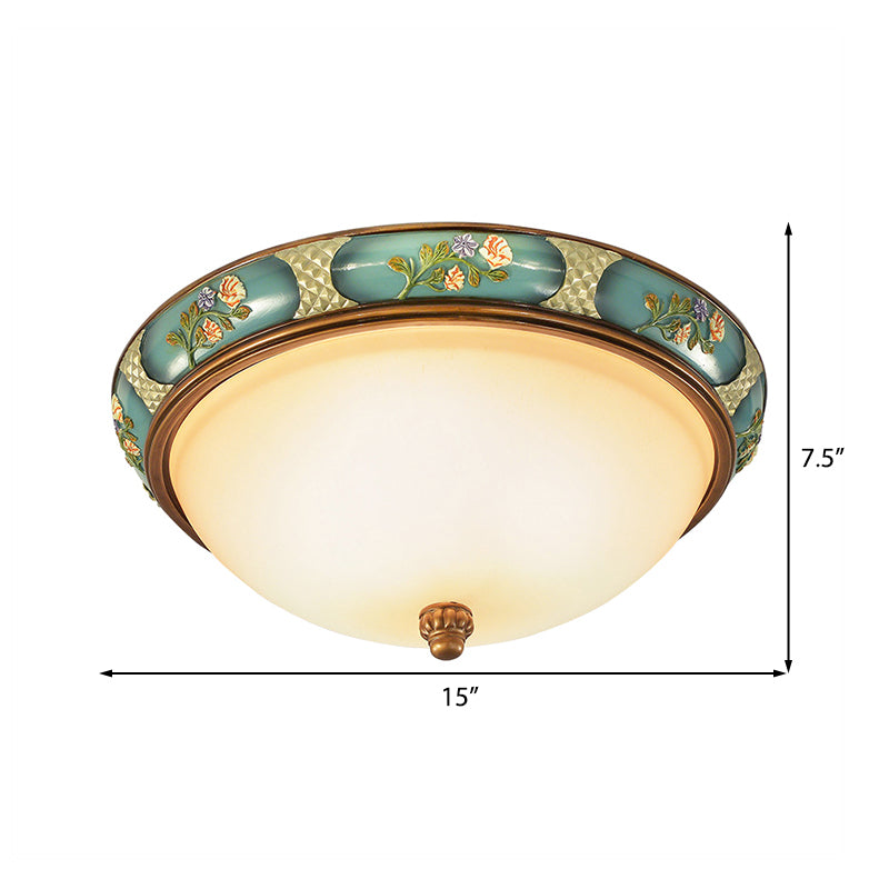 3 Lights Flushmount Lighting Traditional Bowl Shaped Frosted Glass Ceiling Light in Bronze for Corridor, 15"/19" Wide Clearhalo 'Ceiling Lights' 'Close To Ceiling Lights' 'Close to ceiling' 'Flush mount' Lighting' 226698