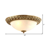 Bowl Frosted Glass Flush Fixture Traditional 4 Lights Living Room Ceiling Light in Brass Clearhalo 'Ceiling Lights' 'Close To Ceiling Lights' 'Close to ceiling' 'Glass shade' 'Glass' Lighting' 226710