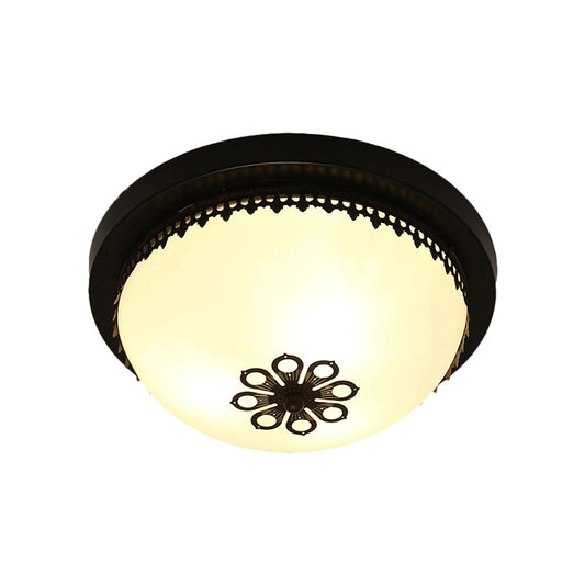 Black 4 Lights Ceiling Lighting Classic Frosted Glass Bowl Shaped Flush Light Fixture for Corridor, 14"/18" Wide Clearhalo 'Ceiling Lights' 'Close To Ceiling Lights' 'Close to ceiling' 'Flush mount' Lighting' 226714