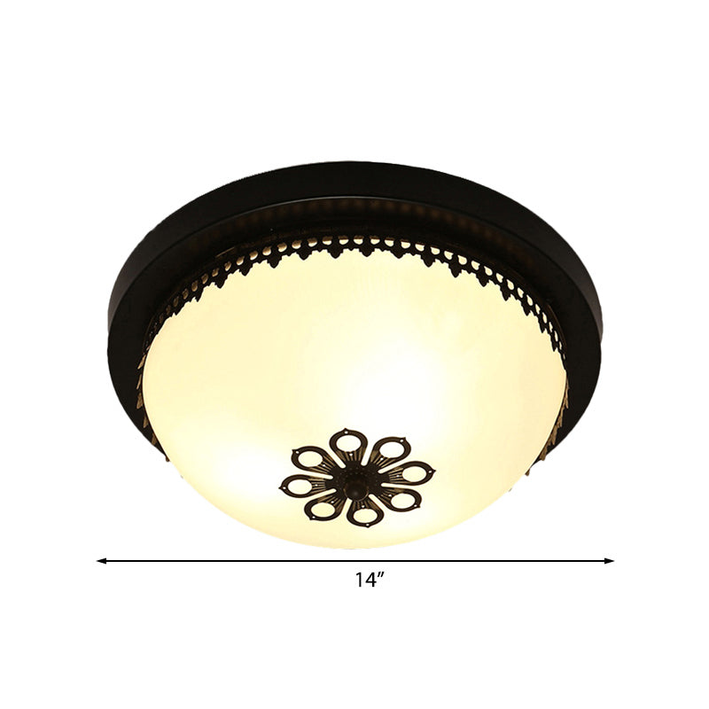 Black 4 Lights Ceiling Lighting Classic Frosted Glass Bowl Shaped Flush Light Fixture for Corridor, 14"/18" Wide Clearhalo 'Ceiling Lights' 'Close To Ceiling Lights' 'Close to ceiling' 'Flush mount' Lighting' 226715