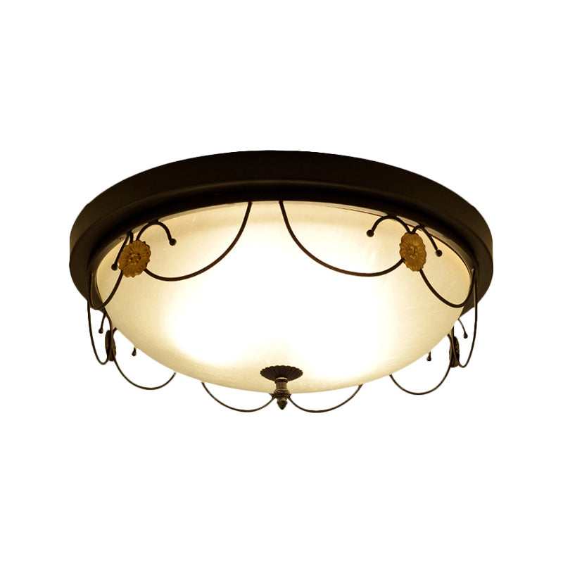 Domed Bedroom Flushmount Light Traditional Frosted Glass 4 Lights Black Ceiling Lighting, 14"/18" Wide Clearhalo 'Ceiling Lights' 'Close To Ceiling Lights' 'Close to ceiling' 'Flush mount' Lighting' 226733