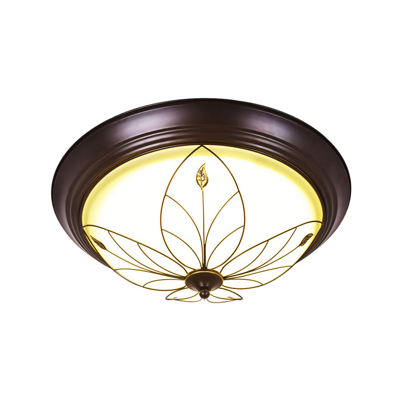 LED Frosted Glass Flush Light Fixture Traditional White Bowl Corridor Ceiling Lighting in Warm/White Light, 13"/19.5" Wide Clearhalo 'Ceiling Lights' 'Close To Ceiling Lights' 'Close to ceiling' 'Flush mount' Lighting' 226749