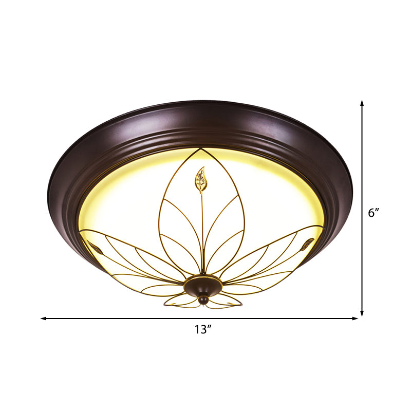 LED Frosted Glass Flush Light Fixture Traditional White Bowl Corridor Ceiling Lighting in Warm/White Light, 13"/19.5" Wide Clearhalo 'Ceiling Lights' 'Close To Ceiling Lights' 'Close to ceiling' 'Flush mount' Lighting' 226750