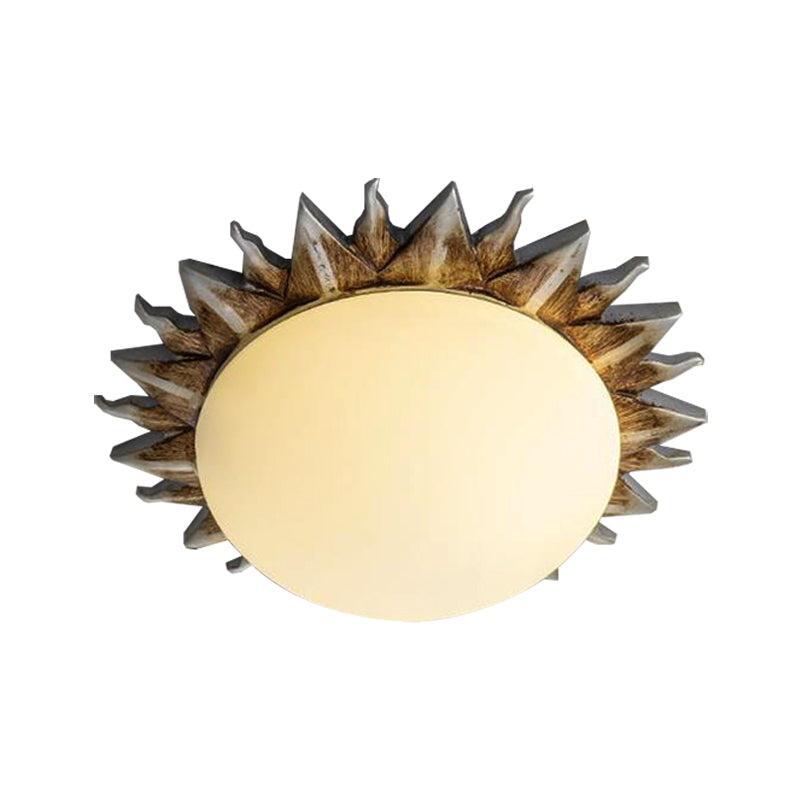 1/3 Lights Sunburst Flush Light Fixture Traditional White Glass Ceiling Mount for Dining Room, 9"/15" Wide Clearhalo 'Ceiling Lights' 'Close To Ceiling Lights' 'Close to ceiling' 'Flush mount' Lighting' 226766