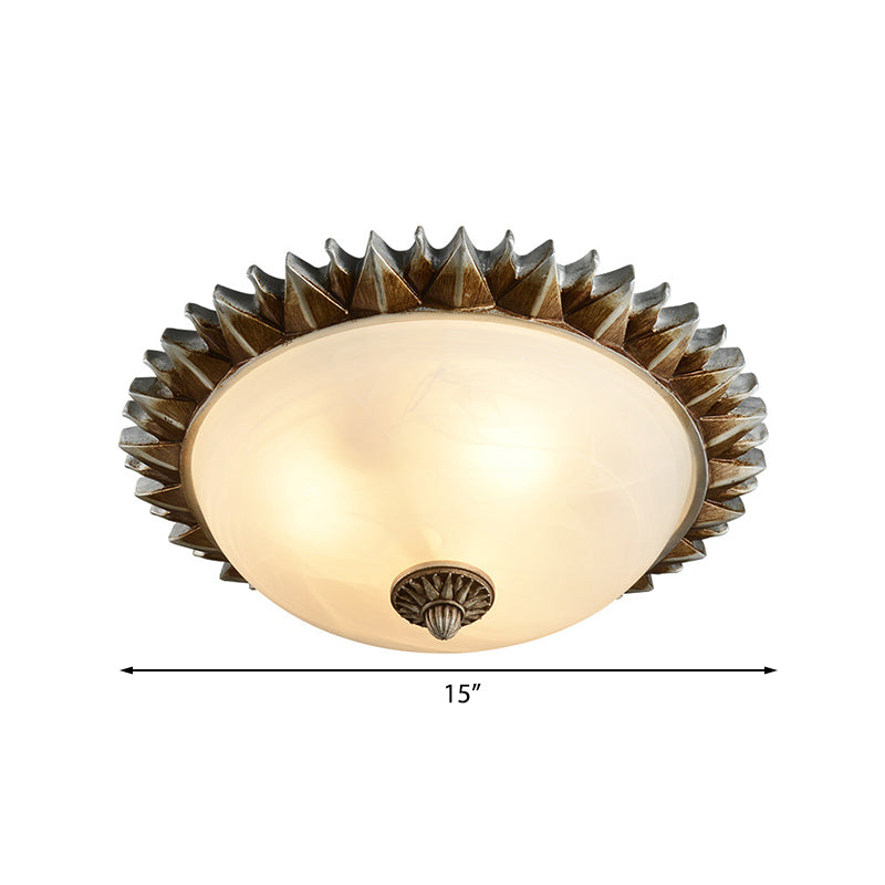 1/3 Lights Sunburst Flush Light Fixture Traditional White Glass Ceiling Mount for Dining Room, 9"/15" Wide Clearhalo 'Ceiling Lights' 'Close To Ceiling Lights' 'Close to ceiling' 'Flush mount' Lighting' 226771