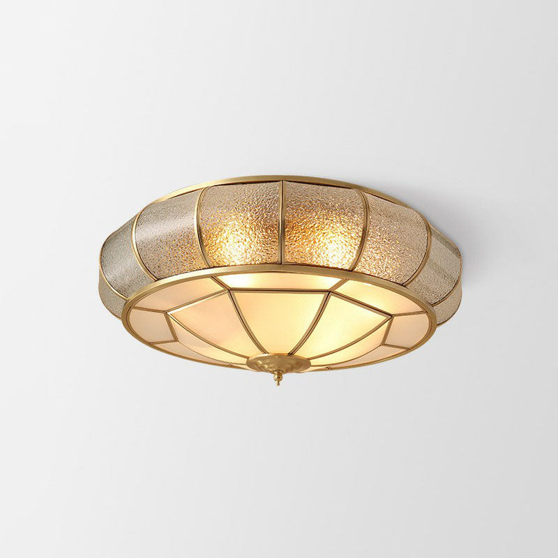 Water Glass Flush Mounted Light Vintage Brass Round Bedroom Ceiling Light Fixture 3 Brass Clearhalo 'Ceiling Lights' 'Close To Ceiling Lights' 'Close to ceiling' 'Flush mount' Lighting' 2267753