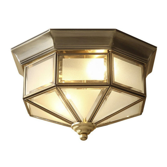 Cap Shaped Frosted Glass Ceiling Fixture Minimalist 2-Bulb Corridor Flush Mounted Light in Brass Brass Clearhalo 'Ceiling Lights' 'Close To Ceiling Lights' 'Close to ceiling' 'Flush mount' Lighting' 2267800