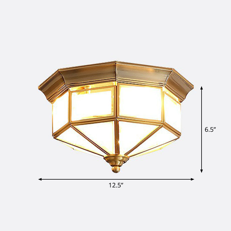 Cap Shaped Frosted Glass Ceiling Fixture Minimalist 2-Bulb Corridor Flush Mounted Light in Brass Clearhalo 'Ceiling Lights' 'Close To Ceiling Lights' 'Close to ceiling' 'Flush mount' Lighting' 2267805