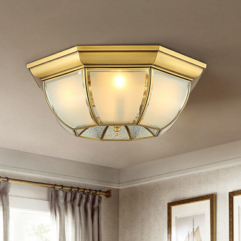 Minimalist Bowl Shaped Flushmount Light Frosted Glass Pane Ceiling Flush Light in Brass Clearhalo 'Ceiling Lights' 'Close To Ceiling Lights' 'Close to ceiling' 'Flush mount' Lighting' 2267822