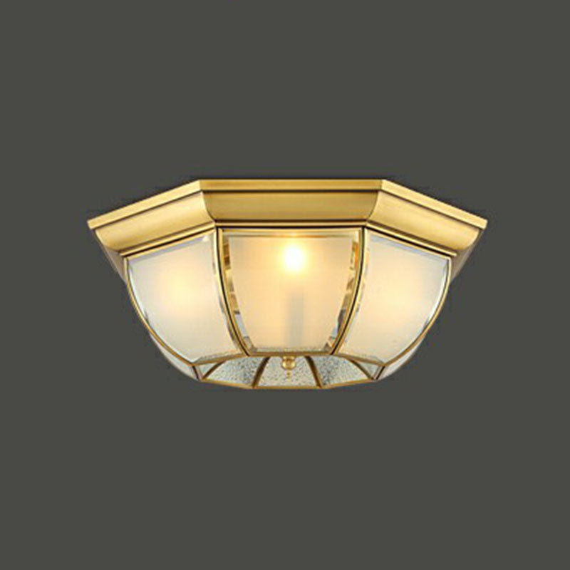 Minimalist Bowl Shaped Flushmount Light Frosted Glass Pane Ceiling Flush Light in Brass Brass 16" Clearhalo 'Ceiling Lights' 'Close To Ceiling Lights' 'Close to ceiling' 'Flush mount' Lighting' 2267823