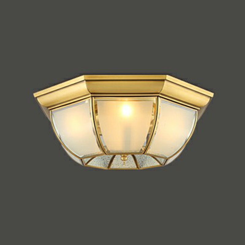 Minimalist Bowl Shaped Flushmount Light Frosted Glass Pane Ceiling Flush Light in Brass Brass 19.5" Clearhalo 'Ceiling Lights' 'Close To Ceiling Lights' 'Close to ceiling' 'Flush mount' Lighting' 2267824