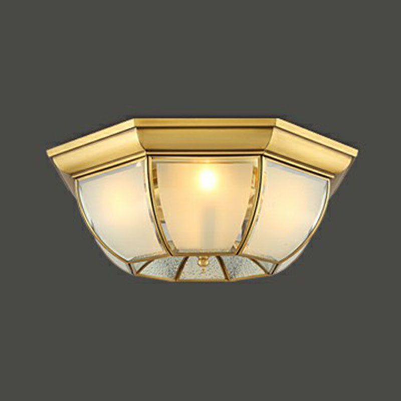 Minimalist Bowl Shaped Flushmount Light Frosted Glass Pane Ceiling Flush Light in Brass Brass 23.5" Clearhalo 'Ceiling Lights' 'Close To Ceiling Lights' 'Close to ceiling' 'Flush mount' Lighting' 2267826