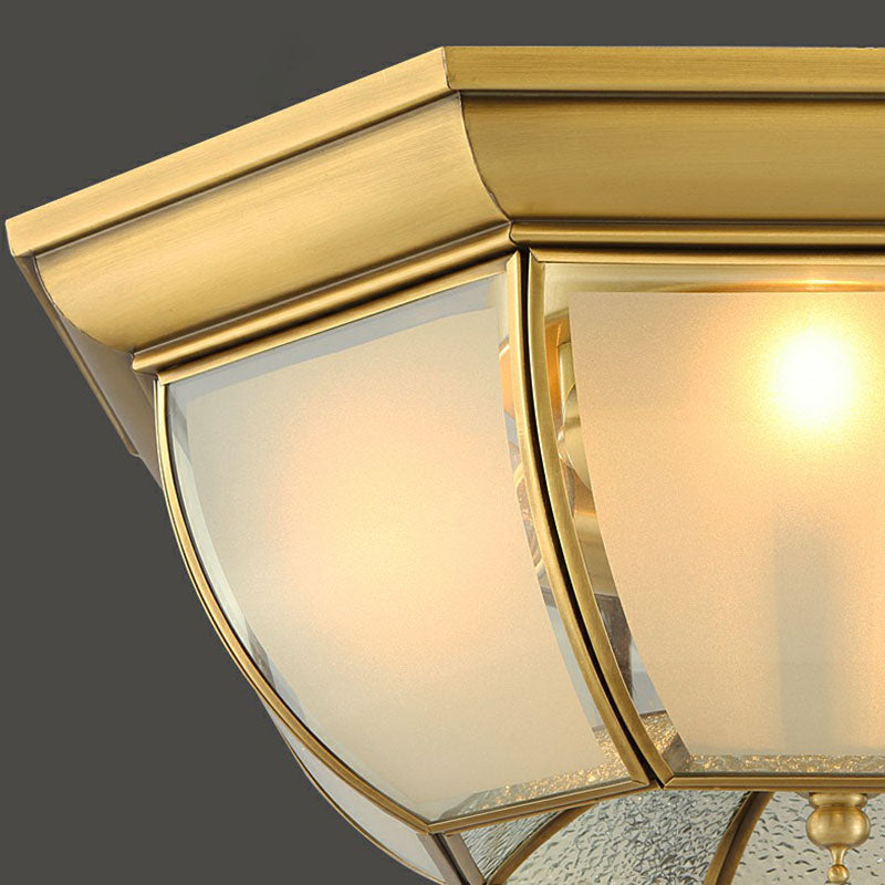 Minimalist Bowl Shaped Flushmount Light Frosted Glass Pane Ceiling Flush Light in Brass Clearhalo 'Ceiling Lights' 'Close To Ceiling Lights' 'Close to ceiling' 'Flush mount' Lighting' 2267828