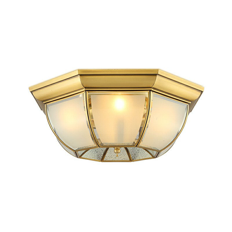 Minimalist Bowl Shaped Flushmount Light Frosted Glass Pane Ceiling Flush Light in Brass Clearhalo 'Ceiling Lights' 'Close To Ceiling Lights' 'Close to ceiling' 'Flush mount' Lighting' 2267829