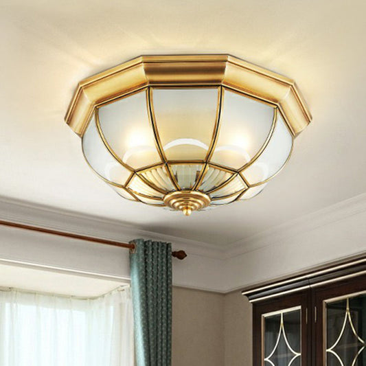 Brass Domed Flushmount Lighting Minimalist Opaque Glass Dining Room Flush Ceiling Light Brass Clearhalo 'Ceiling Lights' 'Close To Ceiling Lights' 'Close to ceiling' 'Flush mount' Lighting' 2267839