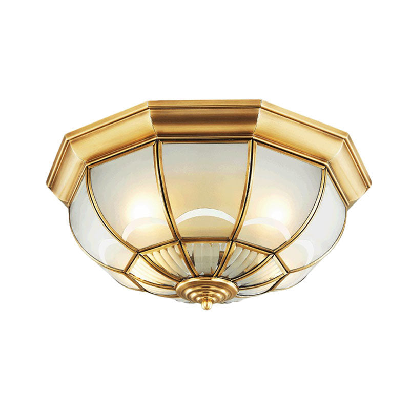 Brass Domed Flushmount Lighting Minimalist Opaque Glass Dining Room Flush Ceiling Light Clearhalo 'Ceiling Lights' 'Close To Ceiling Lights' 'Close to ceiling' 'Flush mount' Lighting' 2267842