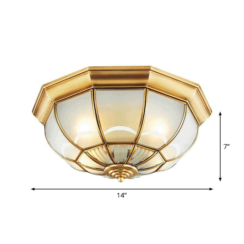 Brass Domed Flushmount Lighting Minimalist Opaque Glass Dining Room Flush Ceiling Light Clearhalo 'Ceiling Lights' 'Close To Ceiling Lights' 'Close to ceiling' 'Flush mount' Lighting' 2267843